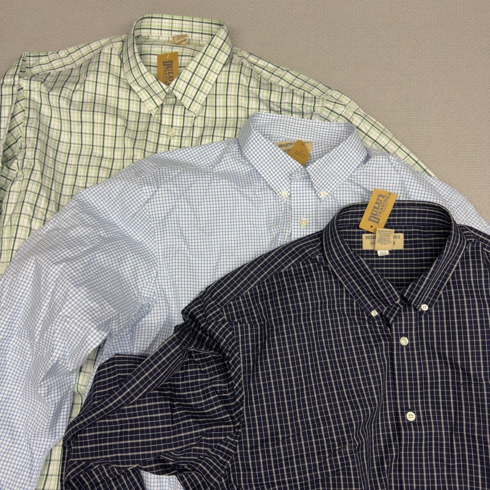 New Lot of 3 Duluth Trading Co Wrinklefighter Shirts Mens 2XL Cotton Plaid
